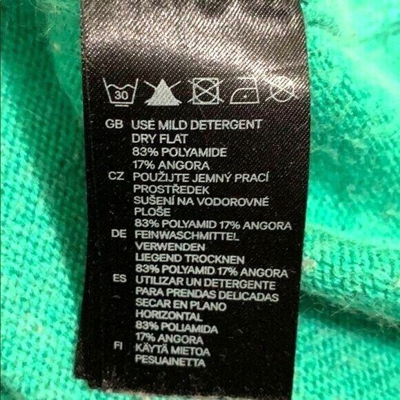 H&M Womens Sweater Angora Wool Blend Knit Pullover Long Sleeves Green Small - Picture 6 of 7